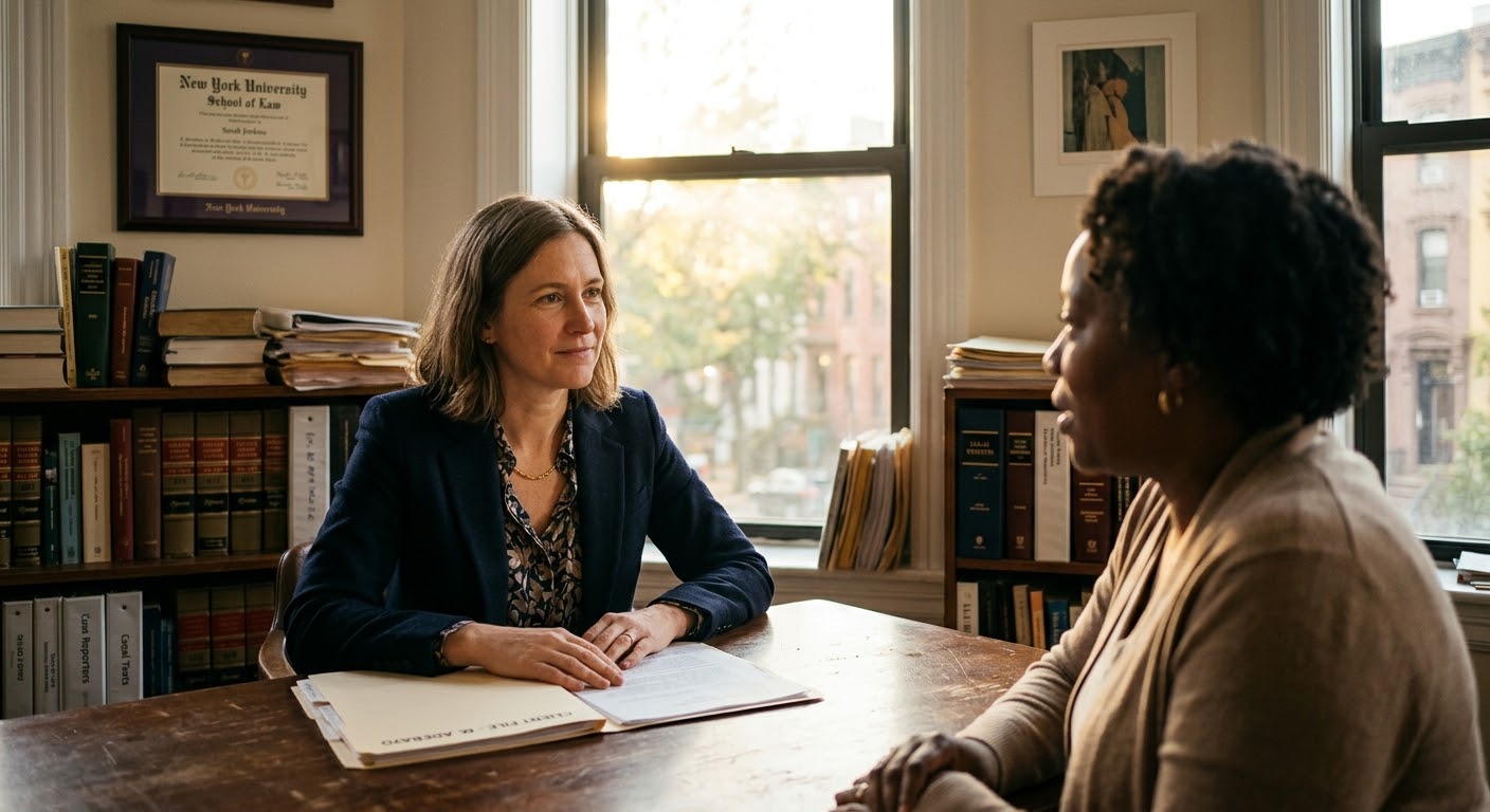 Meaningful in-person attorney-client consultation in a warm, sunlit law library office